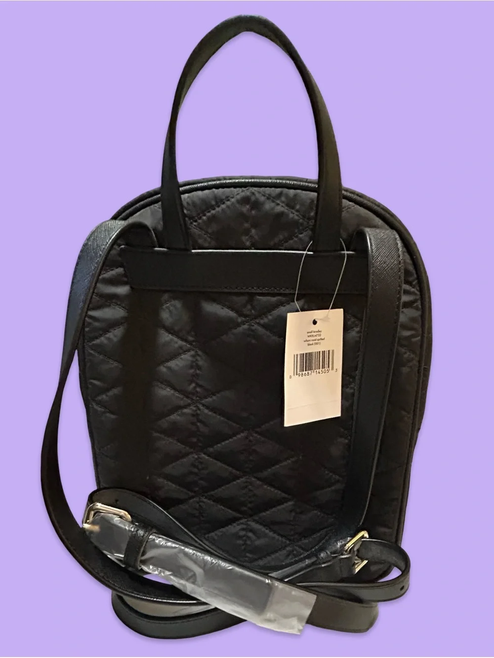 NWT KATE SPADE QUILTED BACKPACK,DIAMOND PATTERN, w/GOLD TONE HARDWARE.ADJUSTABLE